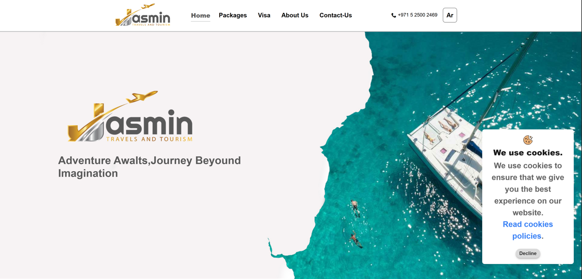 Travel company website